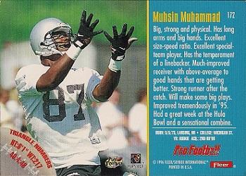 1996 Fleer #172 Muhsin Muhammad Back