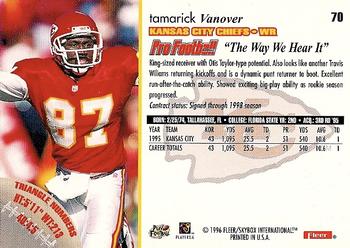 1996 Fleer #70 Tamarick Vanover Back