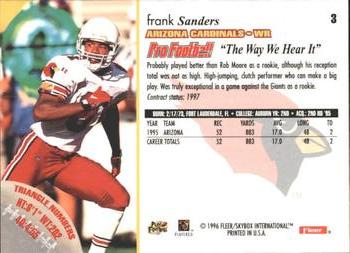 1996 Fleer #3 Frank Sanders Back
