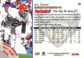 1996 Fleer #13 Eric Turner Back
