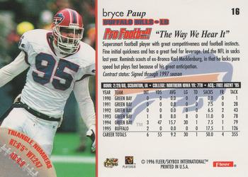 1996 Fleer #16 Bryce Paup Back