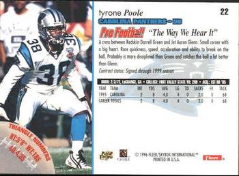 1996 Fleer #22 Tyrone Poole Back