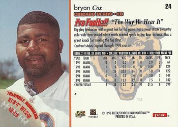 1996 Fleer #24 Bryan Cox Back