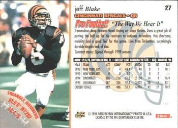 1996 Fleer #27 Jeff Blake Back