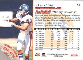 1996 Fleer #41 Anthony Miller Back