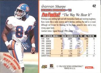 1996 Fleer #42 Shannon Sharpe Back