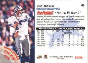 1996 Fleer #43 Scott Mitchell Back