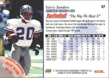 1996 Fleer #47 Barry Sanders Back