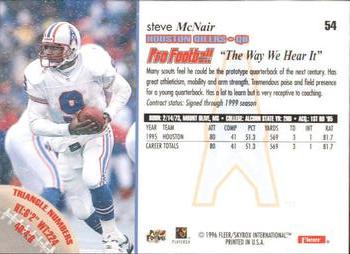 1996 Fleer #54 Steve McNair Back