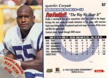 1996 Fleer #57 Quentin Coryatt Back