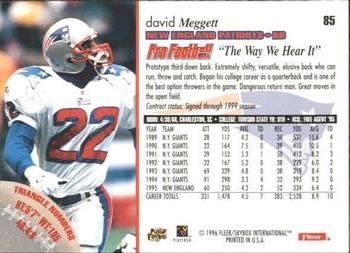 1996 Fleer #85 Dave Meggett Back