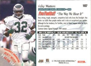 1996 Fleer #107 Ricky Watters Back