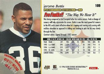 1996 Fleer #109 Jerome Bettis Back