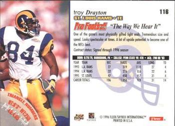 1996 Fleer #116 Troy Drayton Back