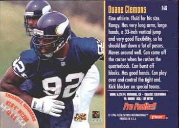 1996 Fleer #146 Duane Clemons Back