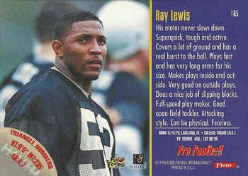 1996 Fleer #165 Ray Lewis Back