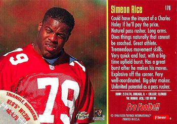 1996 Fleer #176 Simeon Rice Back