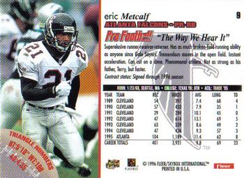 1996 Fleer #9 Eric Metcalf Back