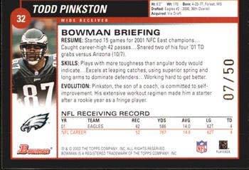 2002 Bowman - Gold #32 Todd Pinkston Back