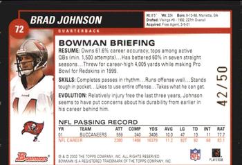 2002 Bowman - Gold #72 Brad Johnson Back