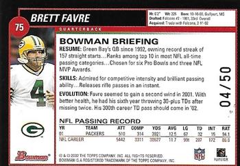 2002 Bowman - Gold #75 Brett Favre Back