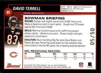 2002 Bowman - Gold #85 David Terrell Back