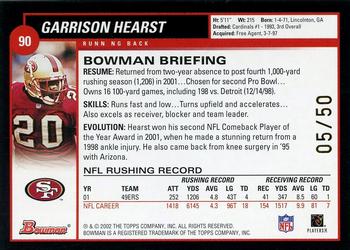 2002 Bowman - Gold #90 Garrison Hearst Back