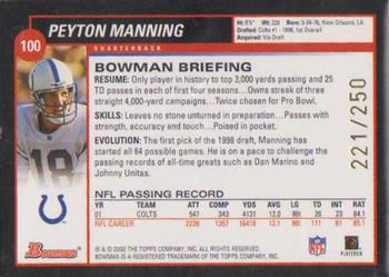 2002 Bowman - Silver #100 Peyton Manning Back