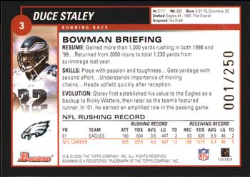 2002 Bowman - Silver #3 Duce Staley Back