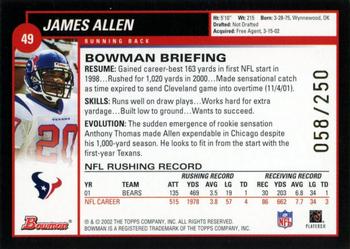 2002 Bowman - Silver #49 James Allen Back