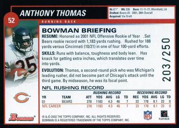 2002 Bowman - Silver #52 Anthony Thomas Back