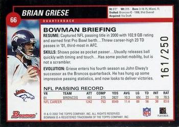 2002 Bowman - Silver #66 Brian Griese Back