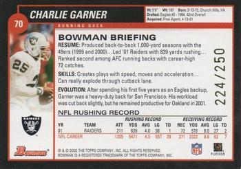 2002 Bowman - Silver #70 Charlie Garner Back