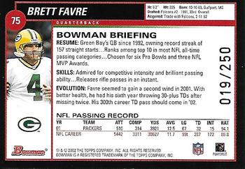 2002 Bowman - Silver #75 Brett Favre Back