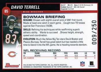 2002 Bowman - Silver #85 David Terrell Back
