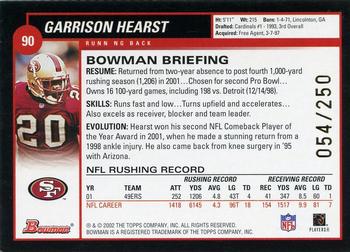 2002 Bowman - Silver #90 Garrison Hearst Back