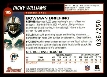 2002 Bowman - Silver #105 Ricky Williams Back