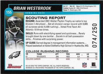 2002 Bowman - Silver #155 Brian Westbrook Back