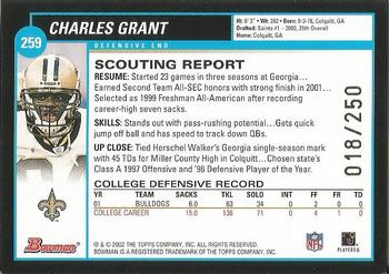 2002 Bowman - Silver #259 Charles Grant Back