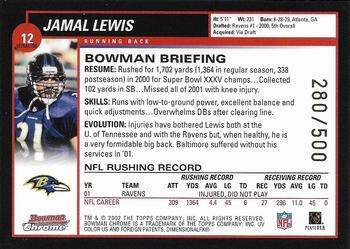 2002 Bowman Chrome - Refractors #12 Jamal Lewis Back