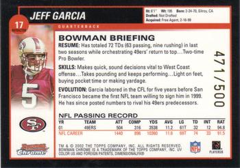 2002 Bowman Chrome - Refractors #17 Jeff Garcia Back
