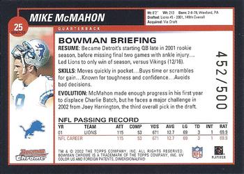 2002 Bowman Chrome - Refractors #25 Mike McMahon Back