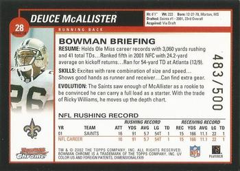 2002 Bowman Chrome - Refractors #28 Deuce McAllister Back