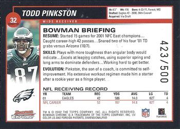 2002 Bowman Chrome - Refractors #32 Todd Pinkston Back