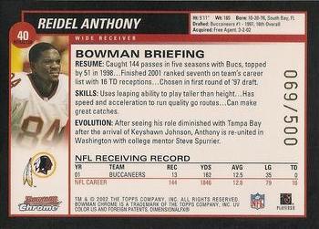 2002 Bowman Chrome - Refractors #40 Reidel Anthony Back