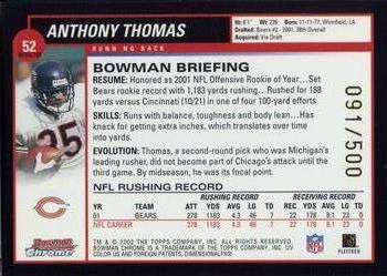 2002 Bowman Chrome #52 Anthony Thomas Back