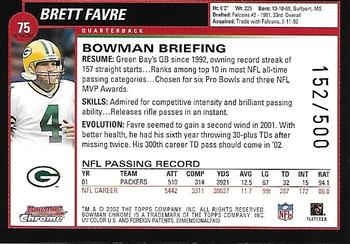 2002 Bowman Chrome - Refractors #75 Brett Favre Back