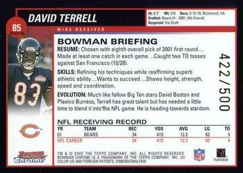 2002 Bowman Chrome #85 David Terrell Back