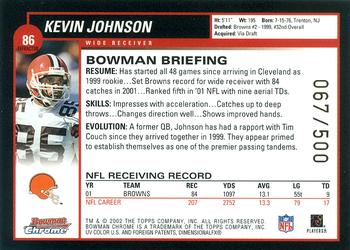 2002 Bowman Chrome - Refractors #86 Kevin Johnson Back