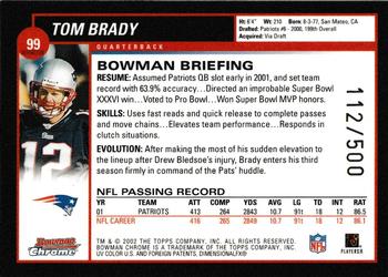 2002 Bowman Chrome - Refractors #99 Tom Brady Back